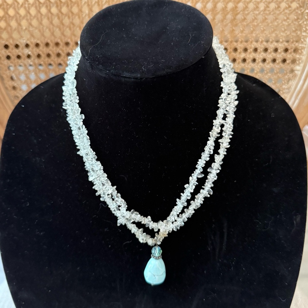 Silver and Turquoise Blue Multi-Strand Necklace